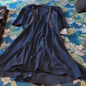 Macy's Navy Blue Dress with Beaded Accents